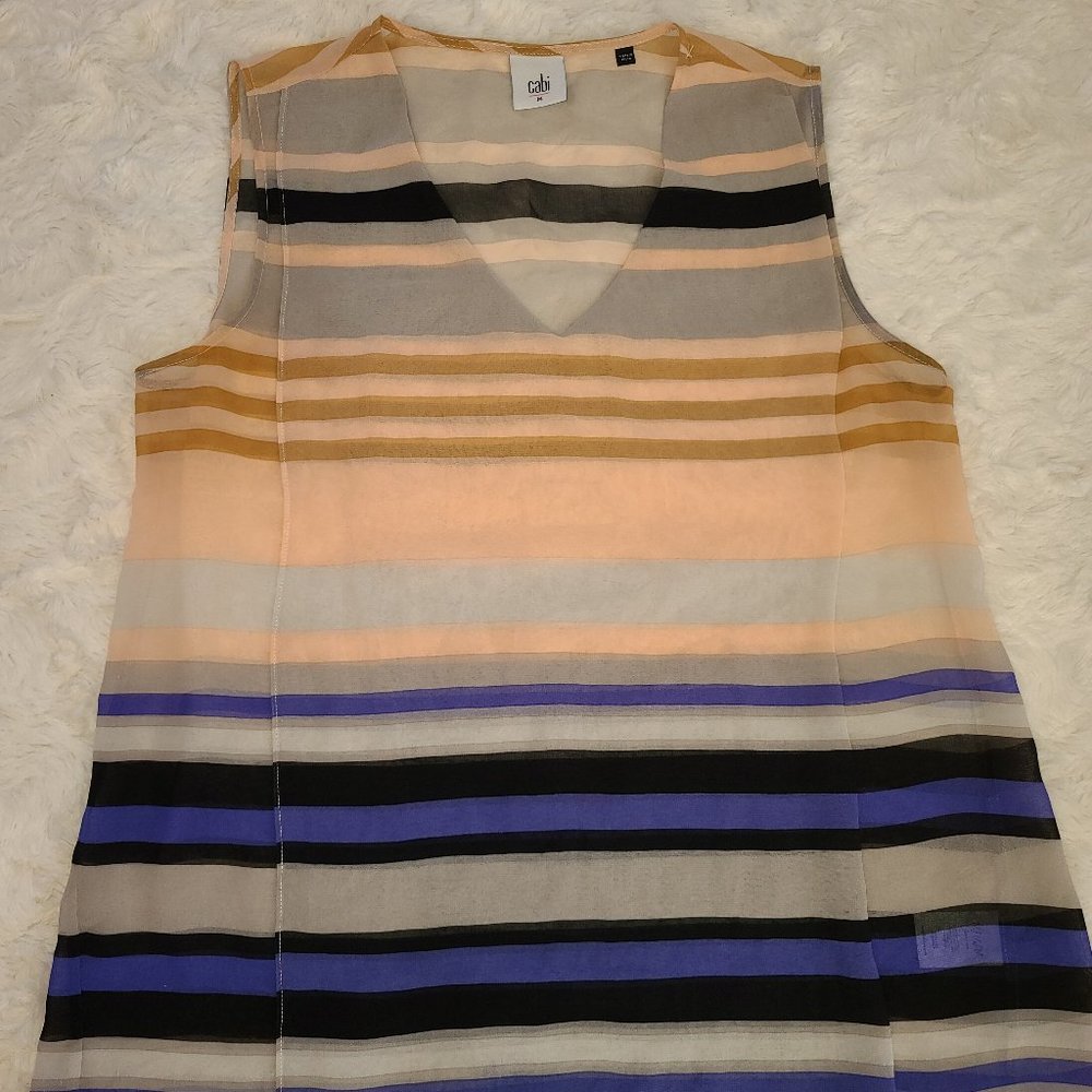 LN Cabi Striped Sleeveless Blouse Size Medium